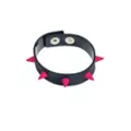 Black and Pink Spiked Leather Cuff Bracelet at Spencer's