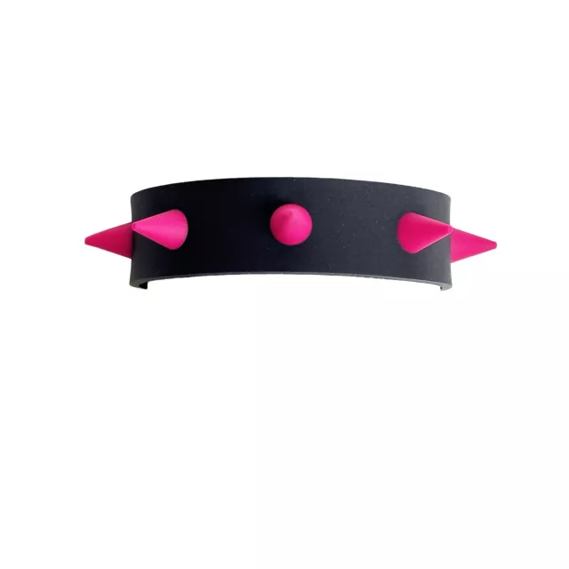 Black and Pink Spiked Leather Cuff Bracelet at Spencer's