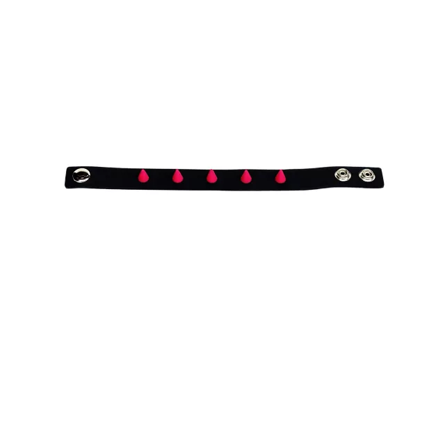 Black and Pink Spiked Leather Cuff Bracelet at Spencer's