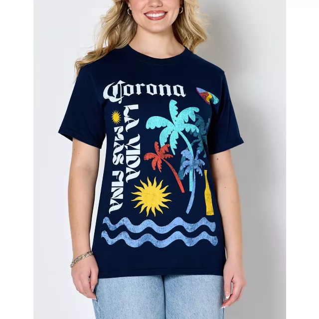 Navy Corona Beach T Shirt at Spencer's