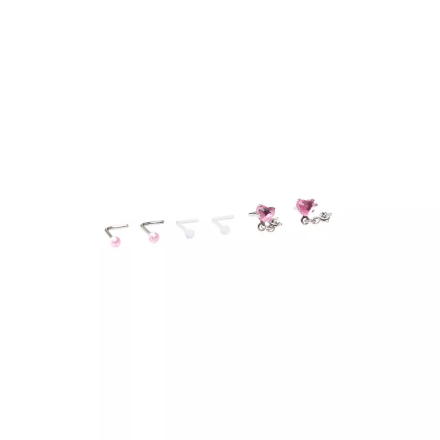 Multi-Pack Heart Dangle L-Bend Nose Pins 6 Pack - 20 Gauge at Spencer's