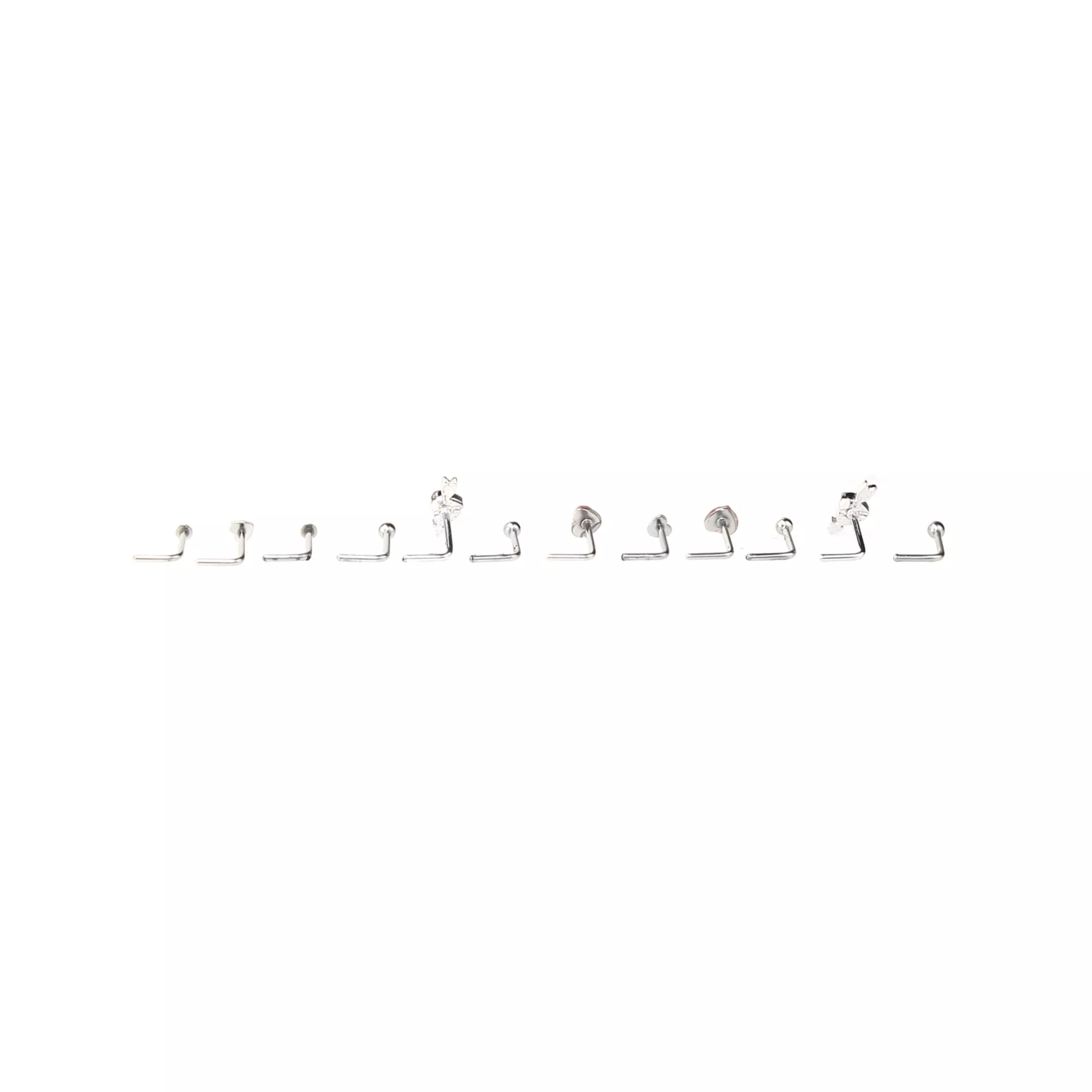 Multi-Pack Red Heart Gem L-Bend Nose Pins 12 Pack - 20 Gauge at Spencer's