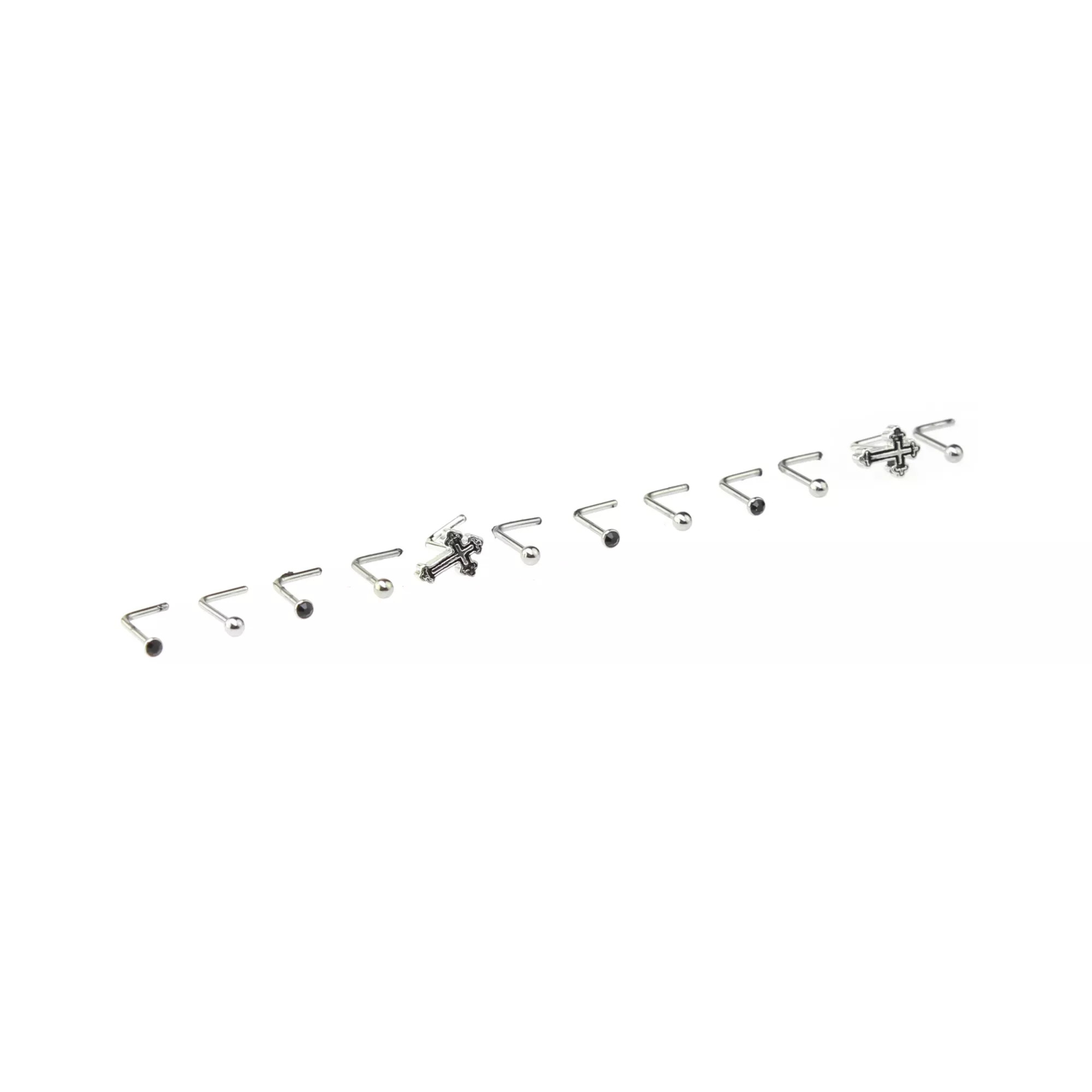 Multi-Pack Cross L-Bend Nose Pins 12 Pack - 20 Gauge at Spencer's