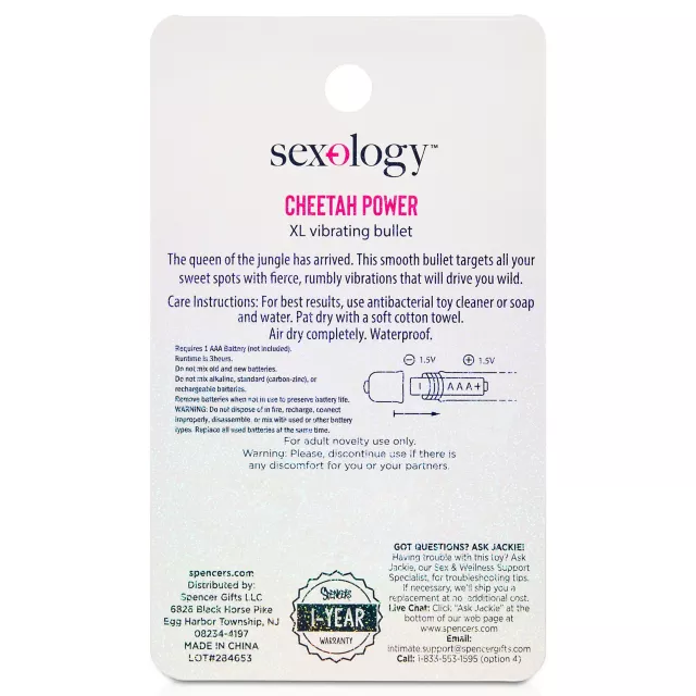 Cheetah Power XL Bullet Vibrator - Sexology at Spencer's