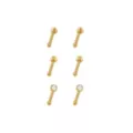 Multi-Pack Titanium Goldtone CZ Retainer Nose Pins 6 Pack - 20 Gauge at Spencer's