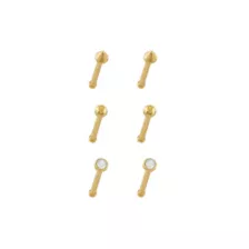 Multi-Pack Titanium Goldtone CZ Retainer Nose Pins 6 Pack - 20 Gauge at Spencer's