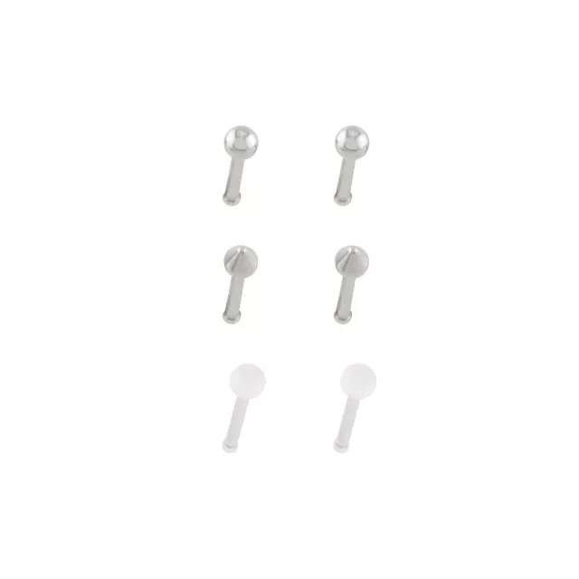 Multi-Pack Silvertone and Acrylic Retainer Nose Pins 6 Pack - 20 Gauge at Spencer's