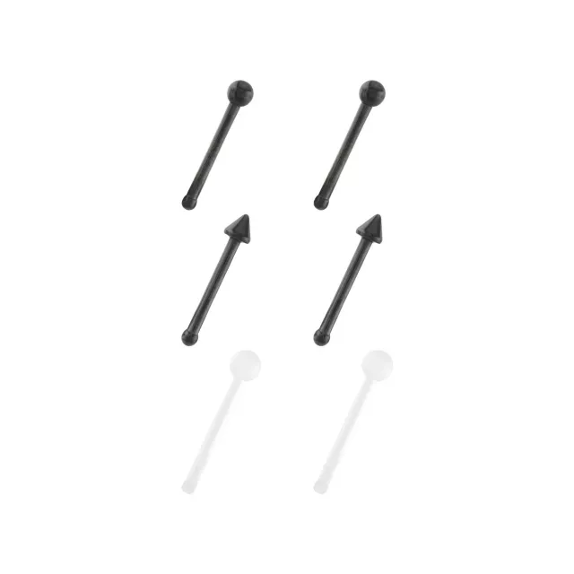 Multi-Pack Titanium and Acrylic Retainer Nose Pins 6 Pack - 20 Gauge at Spencer's