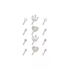 Multi-Pack Heart and Crown Nose Pins 12 Pack - 20 Gauge at Spencer's