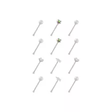 Multi-Pack Silvertone Star Prong Nose Pins 12 Pack - 20 Gauge at Spencer's