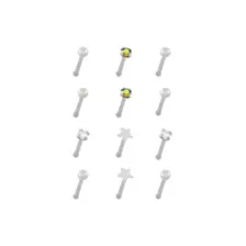 Multi-Pack Silvertone Star Prong Nose Pins 12 Pack - 20 Gauge at Spencer's