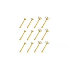 Multi-Pack CZ Titanium Goldtone Round and Sqaure Nose Pins 12 Pack - 20 Gauge at Spencer's
