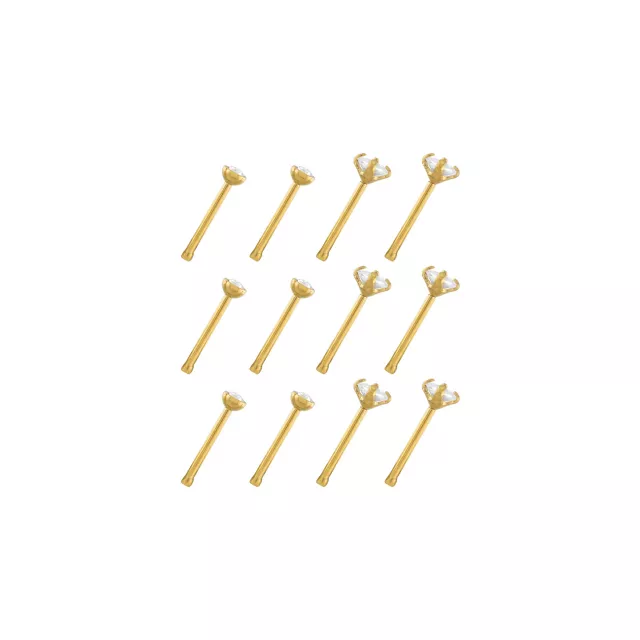 Multi-Pack CZ Titanium Goldtone Round and Sqaure Nose Pins 12 Pack - 20 Gauge at Spencer's
