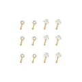 Multi-Pack CZ Titanium Goldtone Round and Sqaure Nose Pins 12 Pack - 20 Gauge at Spencer's