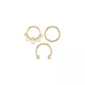 Multi-Pack CZ Goldtone Petals Septum Rings 3 Pack - 16 Gauge at Spencer's
