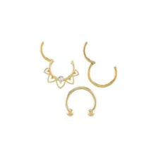 Multi-Pack CZ Goldtone Petals Septum Rings 3 Pack - 16 Gauge at Spencer's