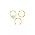 Multi-Pack Cluster CZ Flower Goldtone Septum Rings 3 Pack - 16 Gauge at Spencer's