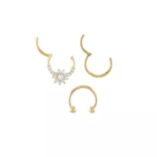 Multi-Pack Cluster CZ Flower Goldtone Septum Rings 3 Pack - 16 Gauge at Spencer's