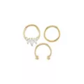 Multi-Pack Oval CZ Goldtone Septum Rings 3 Pack - 16 Gauge at Spencer's