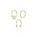 Multi-Pack Oval CZ Goldtone Septum Rings 3 Pack - 16 Gauge at Spencer's