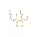 Multi-Pack Oval CZ Goldtone Septum Rings 3 Pack - 16 Gauge at Spencer's
