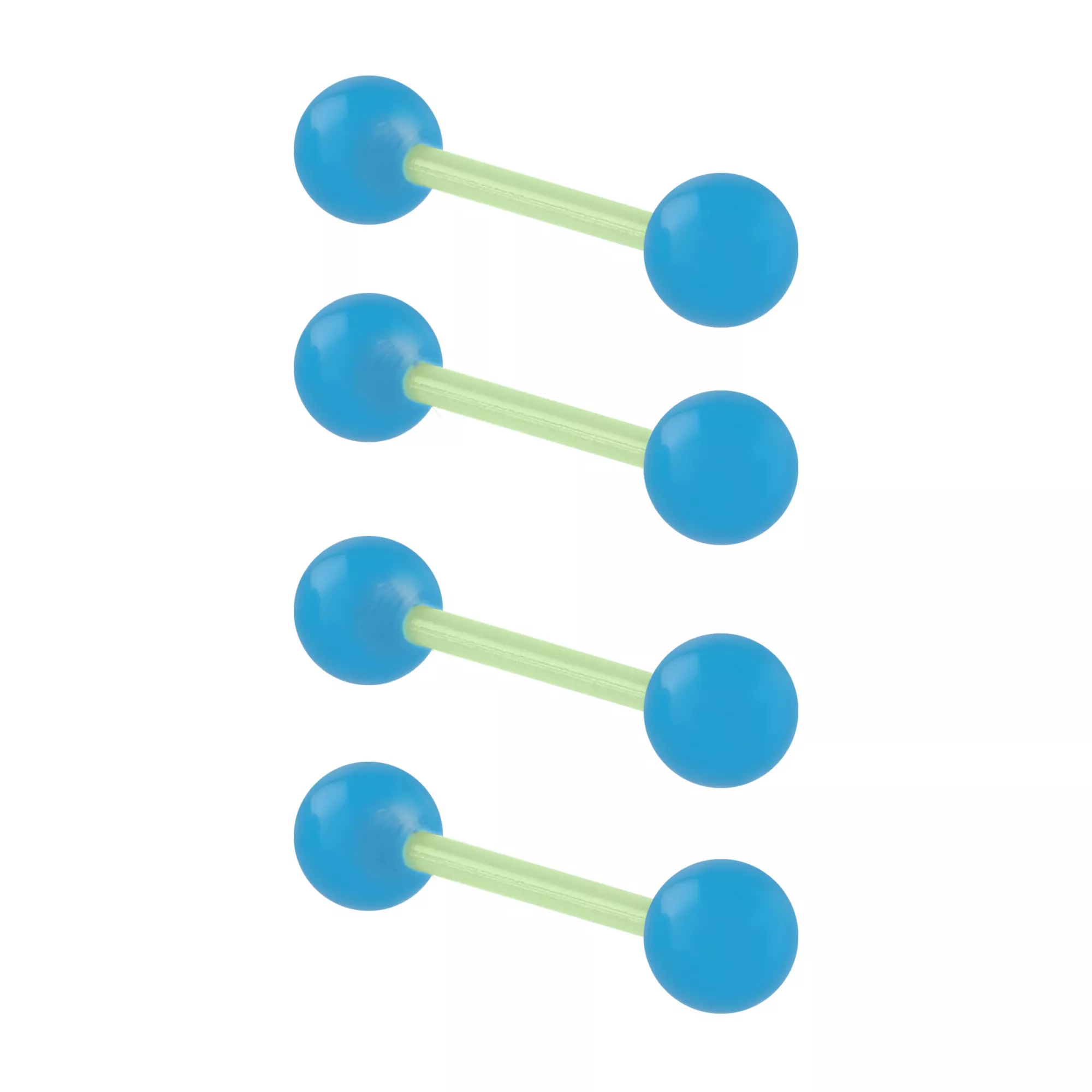 Multi-Pack Glow in the Dark Blue and Green Bioflex Barbells 4 Pack - 14 Gauge at Spencer's