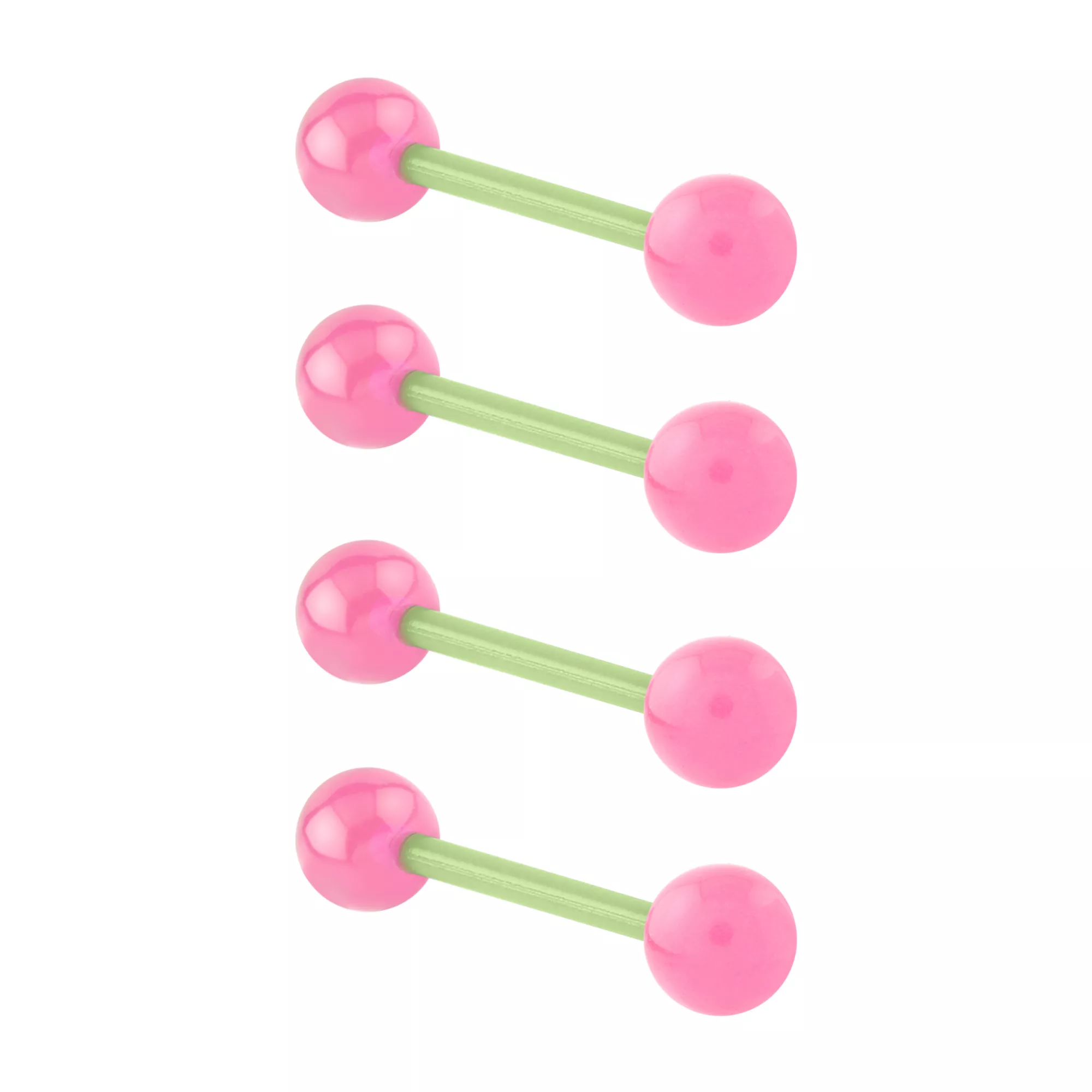 Multi-Pack Glow in the Dark Pink and Green Bioflex Barbells 4 Pack - 14 Gauge at Spencer's
