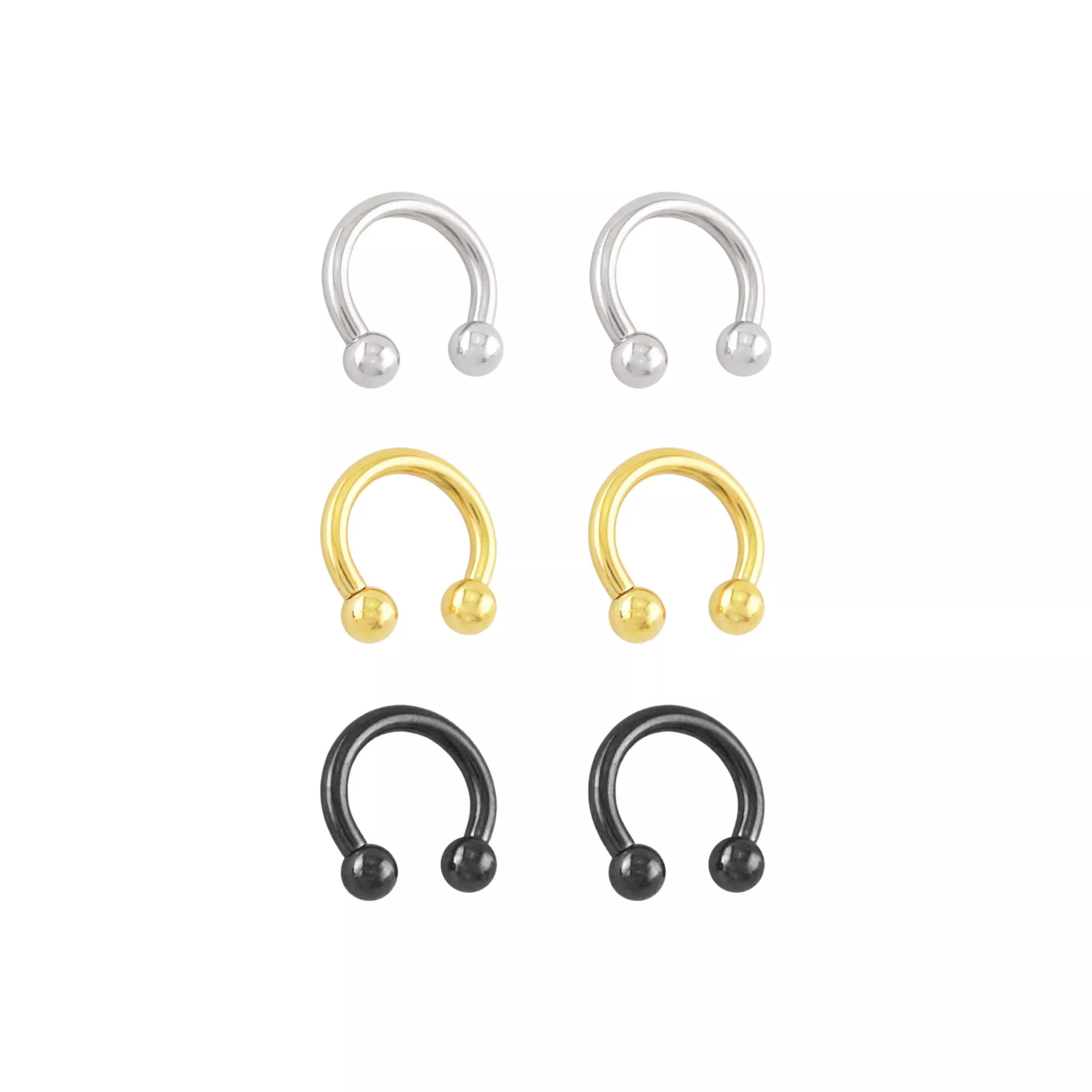 Multi-Pack Colored Titanium Horseshoe Rings - 3 Pair at Spencer's