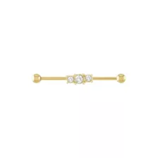 Triple CZ Gold-plated Industrial Barbell - 14 Gauge at Spencer's
