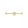 CZ Heart Gold-plated Industrial Barbell - 14 Gauge at Spencer's