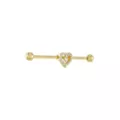 CZ Heart Gold-plated Industrial Barbell - 14 Gauge at Spencer's