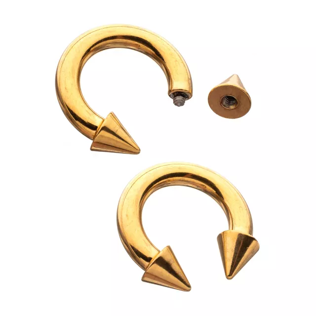 Multi-Pack Gold Plated Spiked Horseshoe Rings - 2 Pack at Spencer's