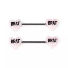 Brat Glitter Heart Nipple Barbells - 14 Gauge at Spencer's
