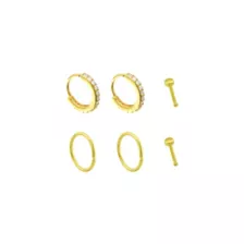 Goldtone CZ Titanium Nose Hoops and Pins 6 Pack - 20 Gauge at Spencer's