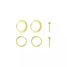 Goldtone CZ Titanium Nose Hoops and Pins 6 Pack - 20 Gauge at Spencer's