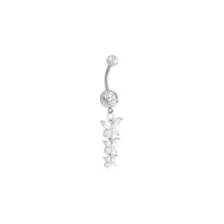 CZ Silvertone Butterfly Dangle Belly Ring - 14 Gauge at Spencer's