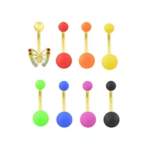 Multi-Pack Rainbow Titanium CZ Butterfly Belly Rings 8 Pack - 14 Gauge at Spencer's