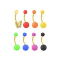 Multi-Pack Rainbow Titanium CZ Butterfly Belly Rings 8 Pack - 14 Gauge at Spencer's