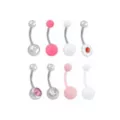 Multi-Pack Pink and White Titanium CZ Daisy Belly Rings 8 Pack - 14 Gauge at Spencer's