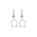 Multi-Pack Prong CZ Titanium Horseshoe Rings and Labret Lip Rings 2 Pair - 16 Gauge at Spencer's