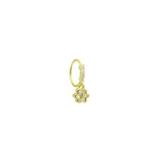 Goldtone CZ Dangle Flower Hinge Hoop - 20 Gauge at Spencer's