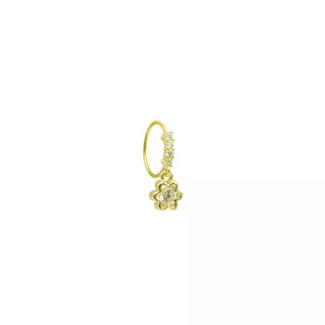 Goldtone CZ Dangle Flower Hinge Hoop - 20 Gauge at Spencer's