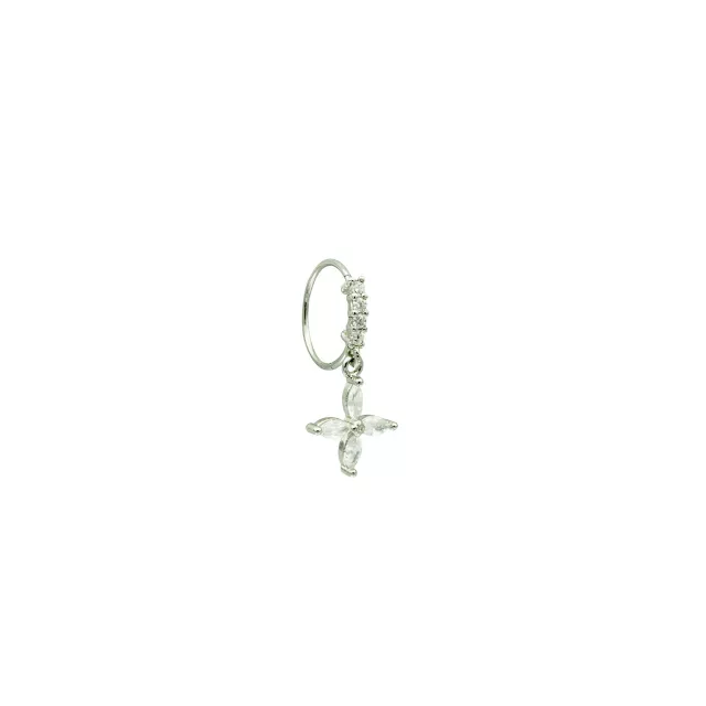 Silvertone CZ Marquis Gems Dangle Hinge Hoop - 20 Gauge at Spencer's