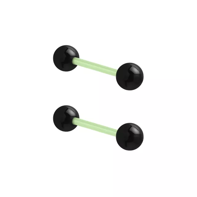 Glow in the Dark Black and Clear Bioflex Acrylic Barbells - 14 Gauge at Spencer's