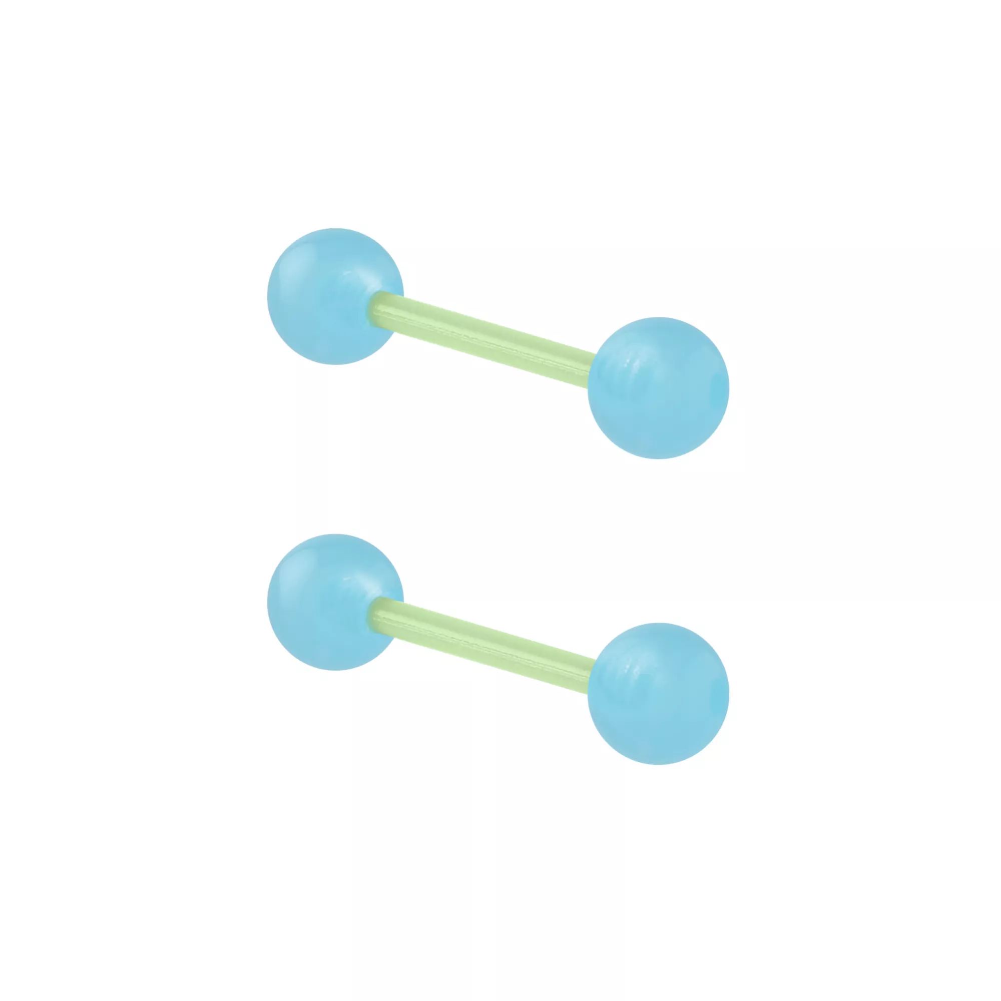 Glow in the Dark Blue and Green Bioflex Acrylic Barbells - 14 Gauge at Spencer's