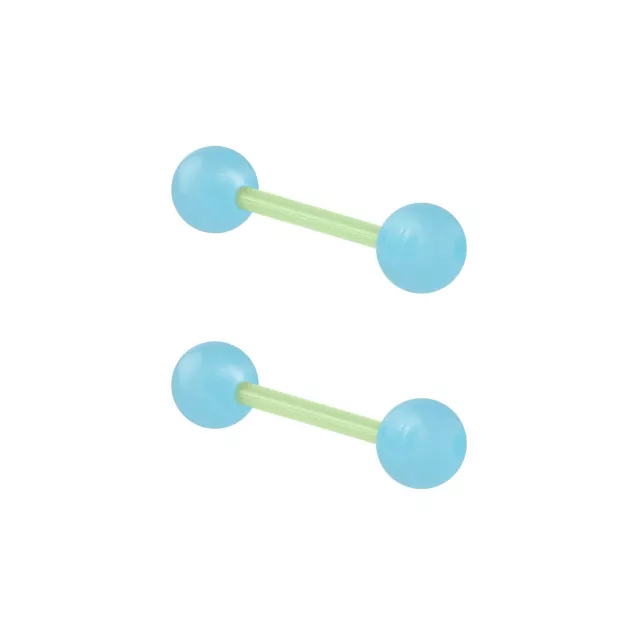 Glow in the Dark Blue and Green Bioflex Acrylic Barbells - 14 Gauge at Spencer's