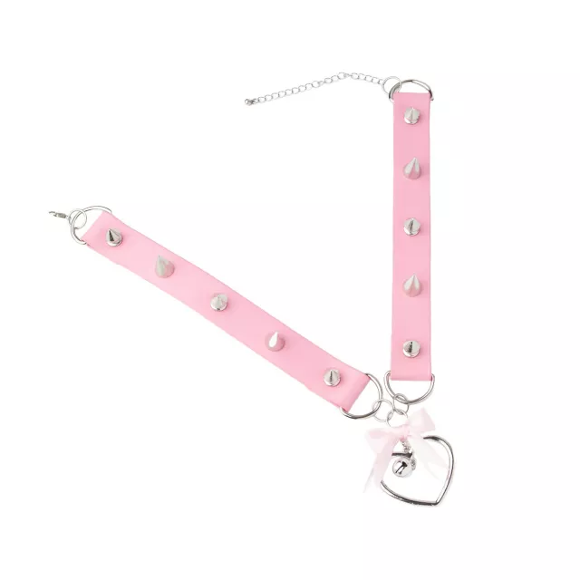 Pink Spiked Heart Bell Choker Necklace at Spencer's