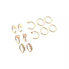 Multi-Pack CZ Goldplated Heart Hoop Nose Ring 12 Pack - 20 Gauge at Spencer's