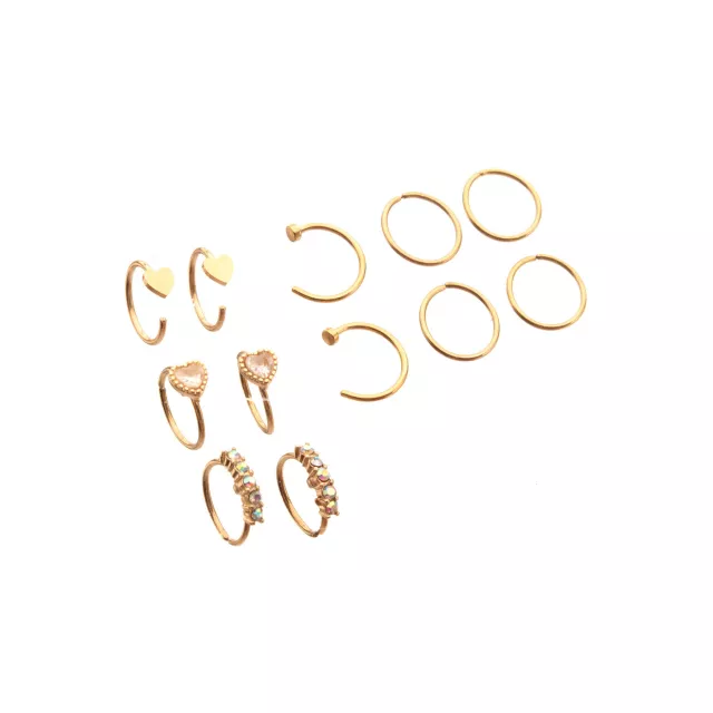 Multi-Pack CZ Goldplated Heart Hoop Nose Ring 12 Pack - 20 Gauge at Spencer's