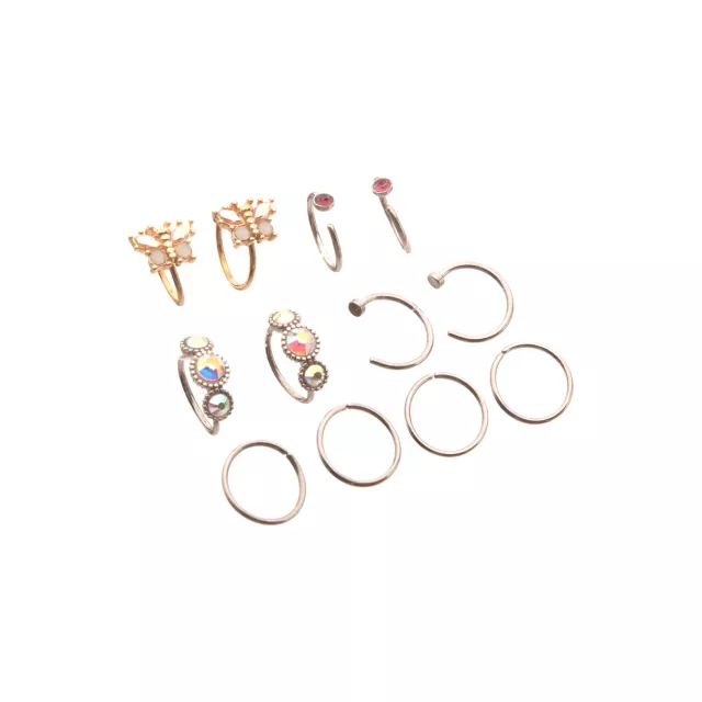 Multi-Pack CZ Pink Butterfly Hoop Nose Rings 12 Pack - 20 Gauge at Spencer's